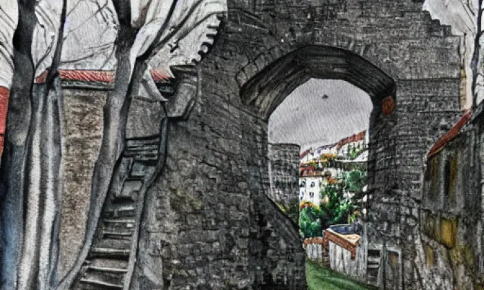 Nový hrad (Lužná) – akvarel