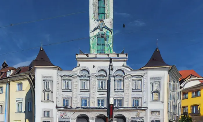 Nová radnice (Moravská Ostrava) – akvarel