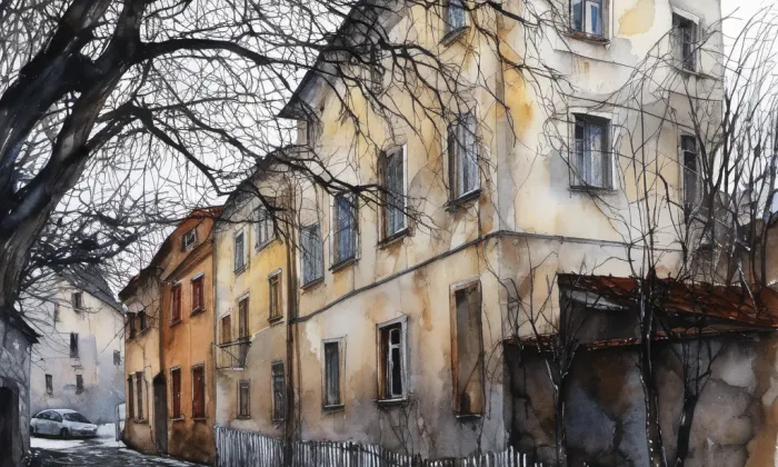 Nuselské schody – akvarel