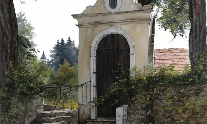 Pohřební kaple Latourů – akvarel