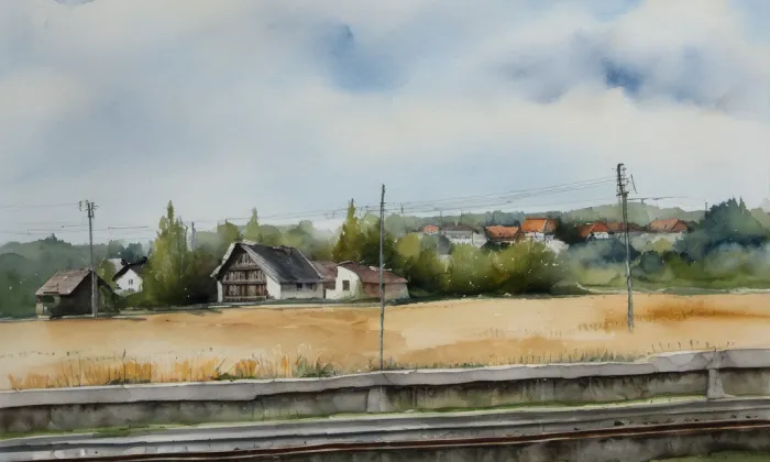 rozvodna Otrokovice – akvarel