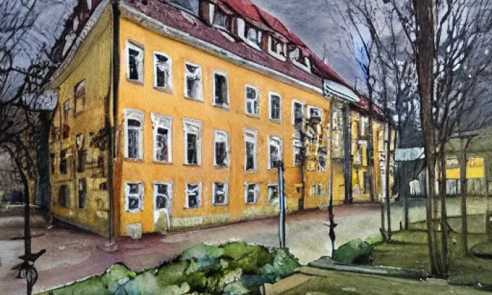 Starý a Nový zámek Kolešovice – akvarel