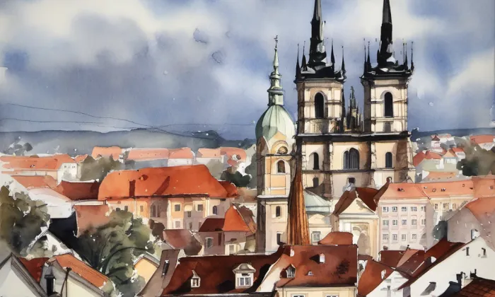 Staré Město – akvarel