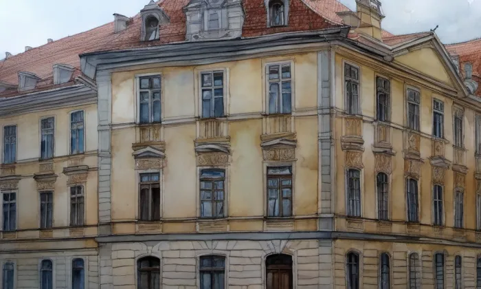 Trauttmannsdorfský palác na Starém Městě – akvarel
