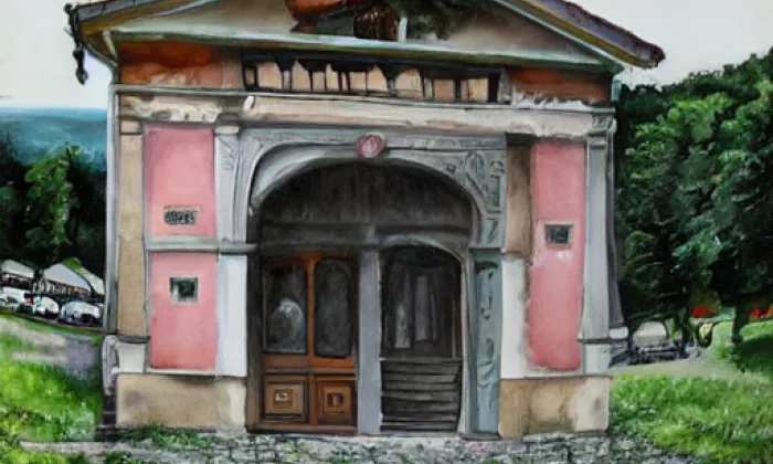 Výklenková kaplička v Motole – akvarel