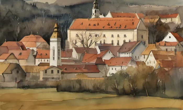 zámek Liteň – akvarel