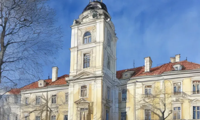 zámek Tupadly – akvarel